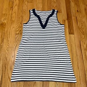 Lands End Cotton Sleeveless Swim Cover-Up Navy and White Striped Dress Small S/P
